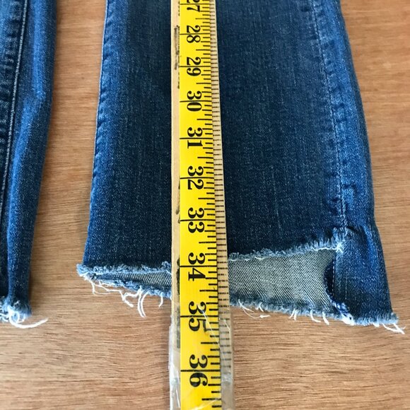 Mother Insider Crop Step Fray Jeans Women 26 Blue Mid Rise Medium Wash 17973 - Picture 6 of 13